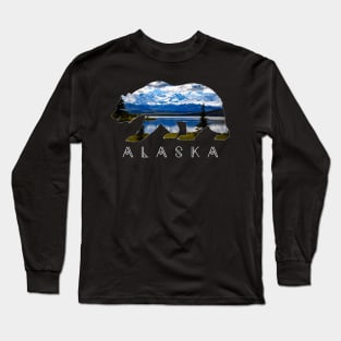 Alaskan Bear With Lake Mountain Long Sleeve T-Shirt